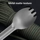 thumbnail image 4 of Juego de cubiertos de aleación de titanio | Cuchara y tenedor plegables portátiles para acampar, hacer senderismo | Ligero, Metal Duradero, Fácil de Limpiar, Gris, Incluye Bolsa de Almacenamiento, 1, 4 of 6