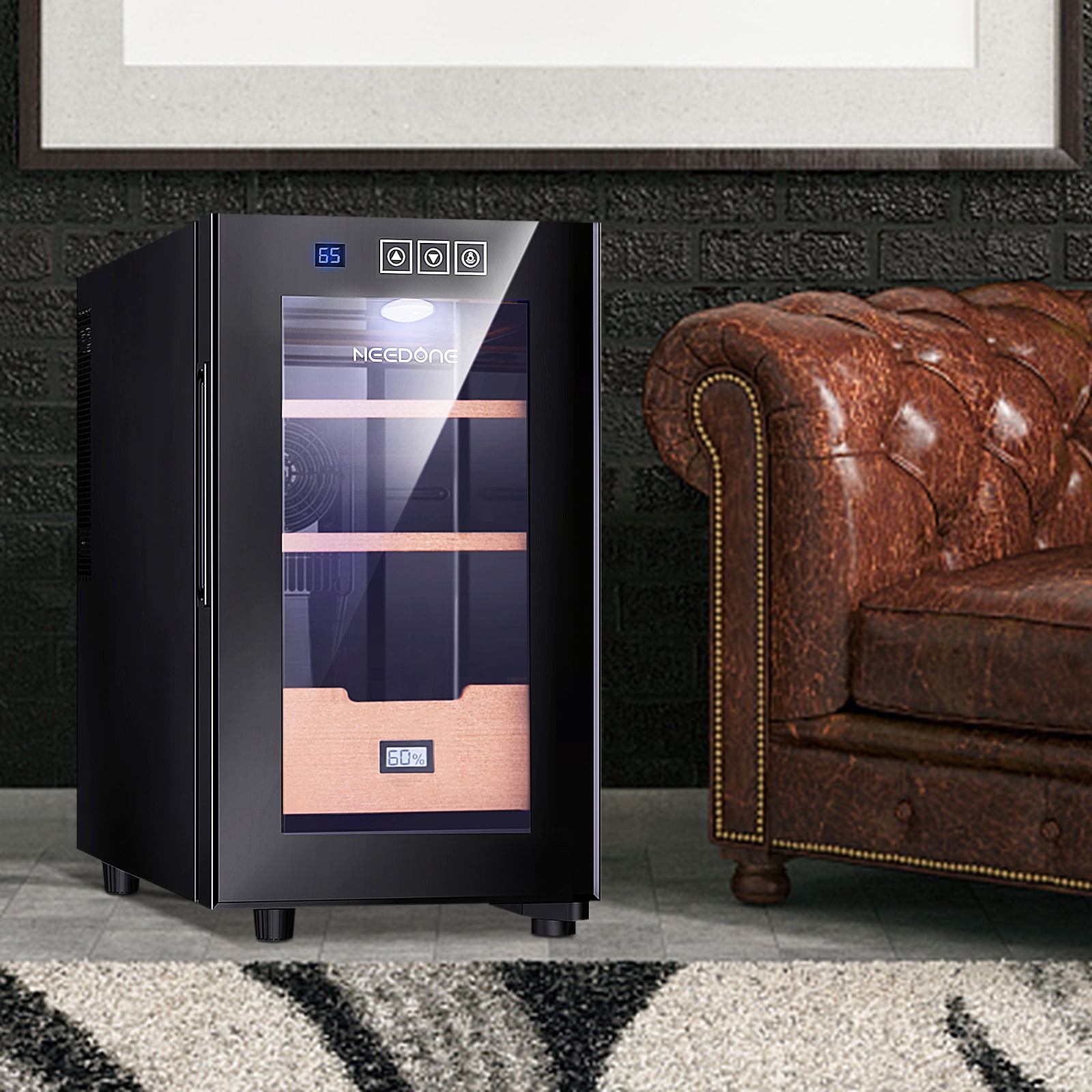 NEEDONE 23L 150 Count Electric Cigar Humidor in Stainless Steel with