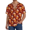 thumbnail image 7 of Lsque Heart Christmas Hot Cocoa print Men's Cuban Collar Short Sleeve Shirt Summer Beachwear Casual Button Down Fashionable Vacation Leisure Shirt-Small, 7 of 7