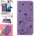 thumbnail image 2 of For Samsung S22 Case, Mantto PU Leather Cover with Cat Patterned Embossed Cute Painted Flip Wallet Card Case, With Kickstand Hand Strap Magnetic Closure Case For Samsung Galaxy S22, Purple, 2 of 9
