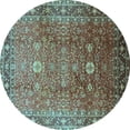 thumbnail image 1 of Ahgly Company Indoor Round Oriental Light Blue Traditional Area Rugs, 5' Round, 1 of 4