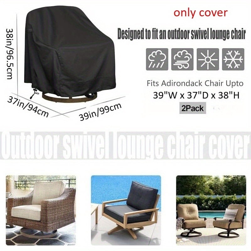 2pcs Outdoor Swivel Lounge Chair Cover, Lawn Patio Chairs, Waterproof Heavy Duty Patio Rocking Chair Covers for Outdoor Furniture,
