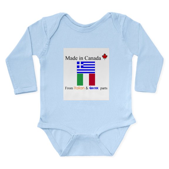 CafePress - Made In Canada From Italian And Greek Parts Body S - Long Sleeve Cotton Baby Bodysuit
