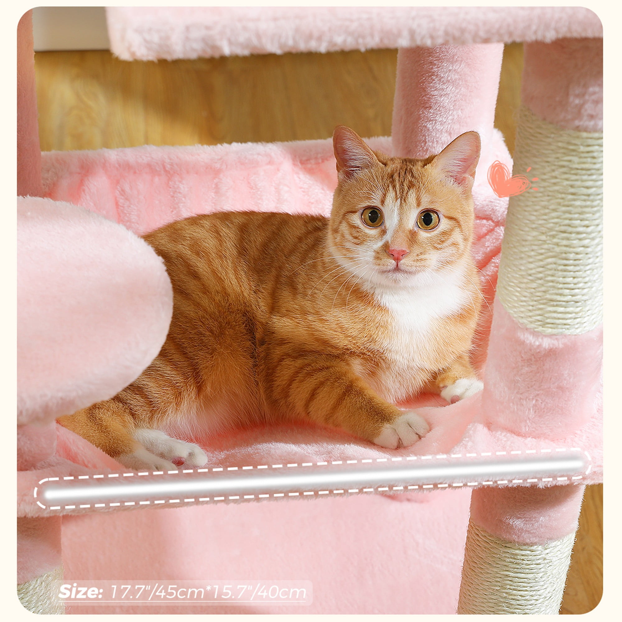 Pefilos 45" Cat Tree Tower for Indoor Cats, 5-Level Cat Condo for Large Cats with Large Hammock, Big Top Perch and 4 Sisal Covered Scratching Pos, Pink Pefilos 45" Cat Tree Tower for Indoor Cats, 5-Level Cat Condo for Large Cats with Large Hammock, Big Top Perch and 4 Sisal Covered Scratching Pos, Pink