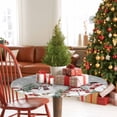 thumbnail image 5 of Round Table Cloth with Elastic Fitted Edged, Xmas Trees Rabbits Squirrels Waterproof Tablecloth for 45"-54" Tables Winter Snowmen Snowflakes Wipeable Indoor Table Cover for Kitchen Picnic Camping, 5 of 9
