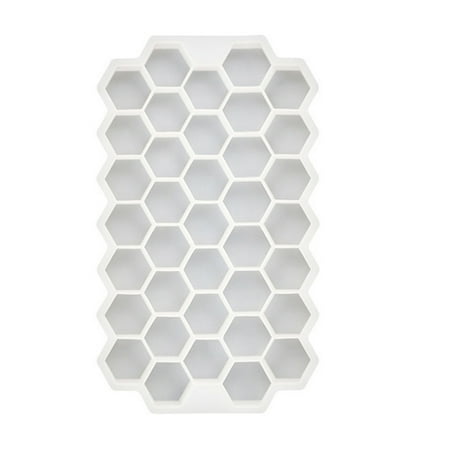 

Ice Mould Silicone DIY Pudding Jelly Cube Tray 37 Grids Honeycomb Ice Maker Container White