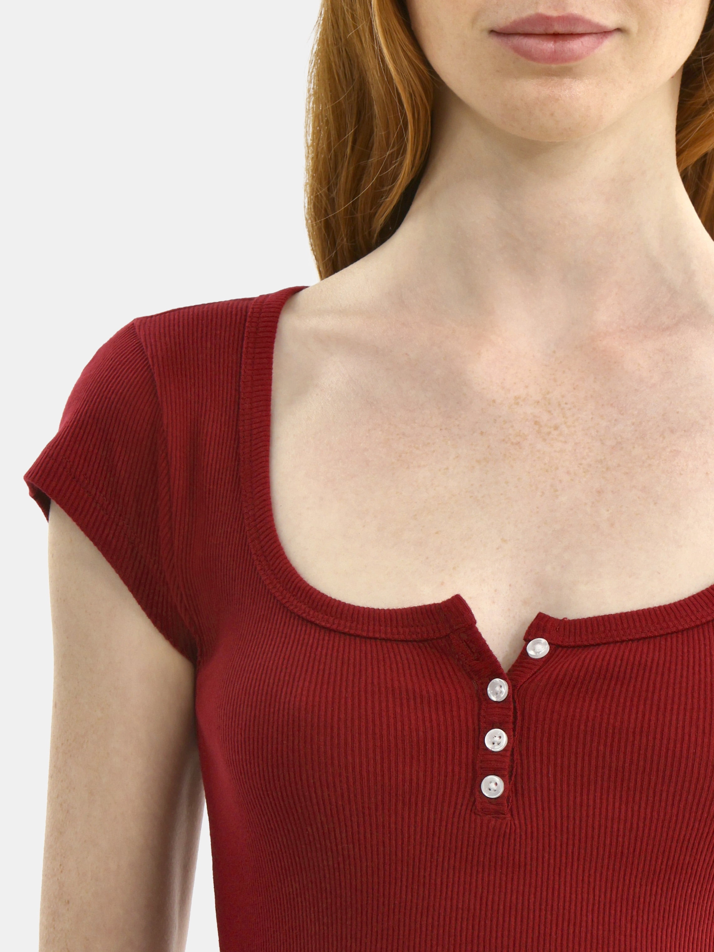 No Boundaries Cotton Henley Tee, Women's