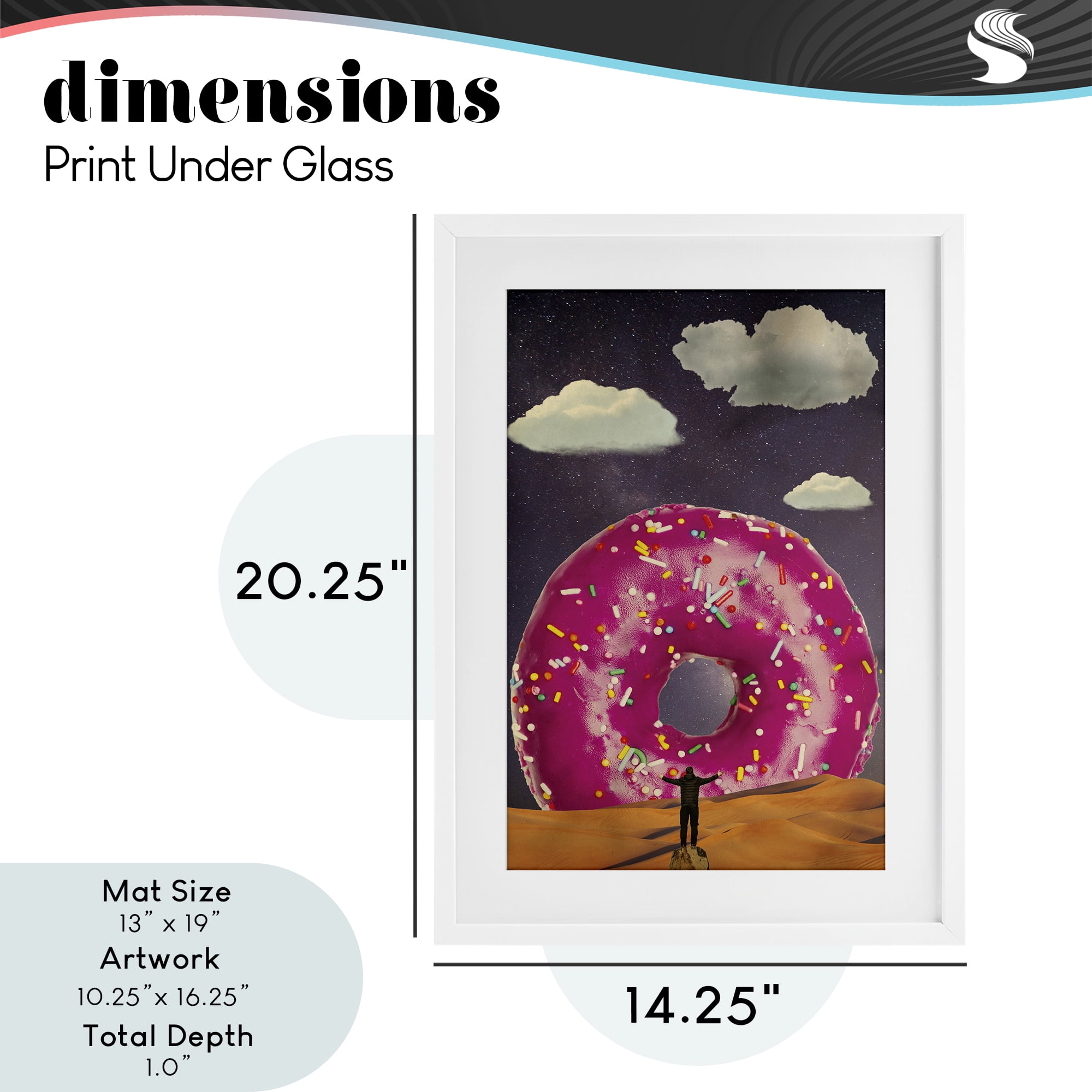 Happy Days Giant Donut White Framed Print Under Glass, design by Elo Marc