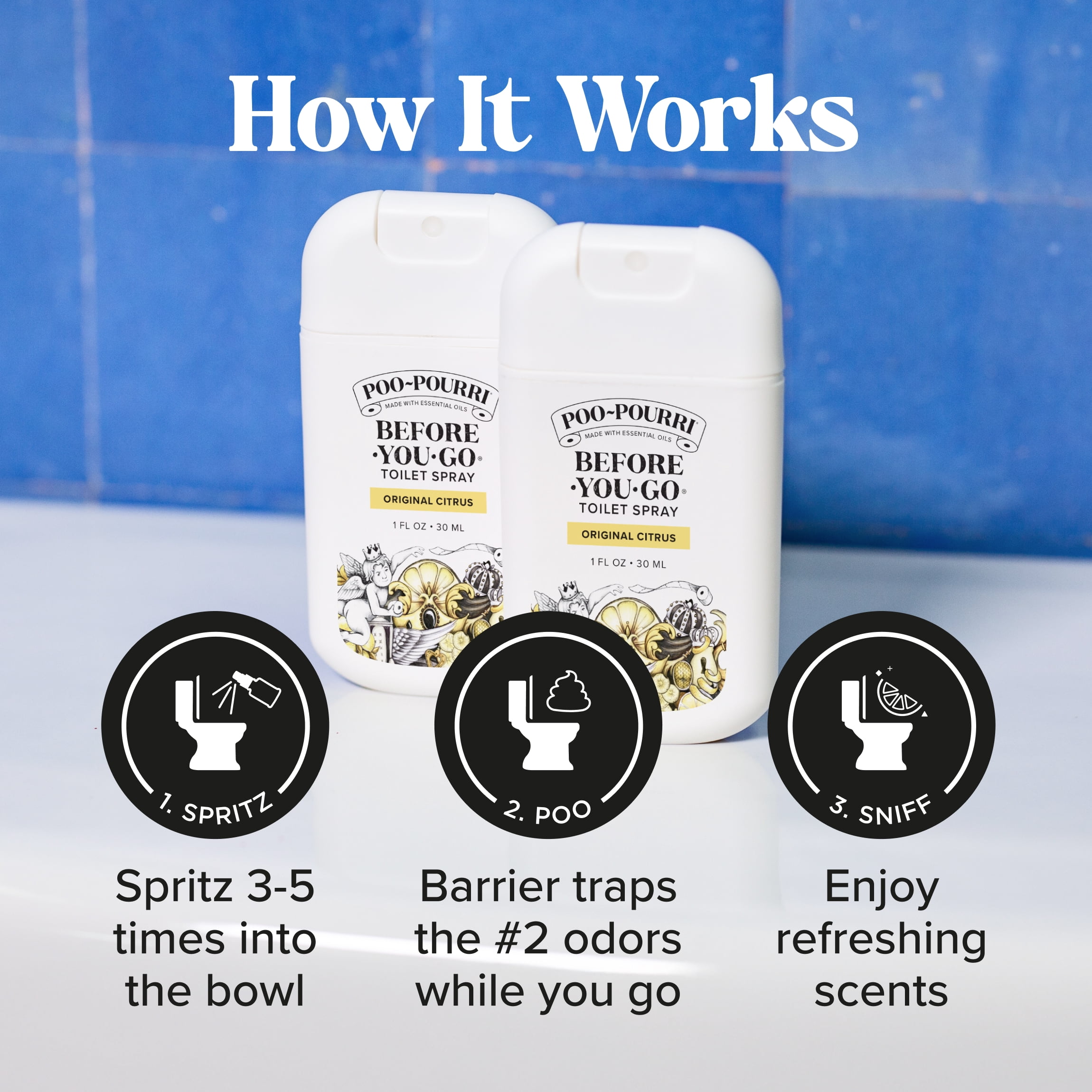 Poo-Pourri, Toilet Spray, Original Citrus 30ml 2pk, Pocket