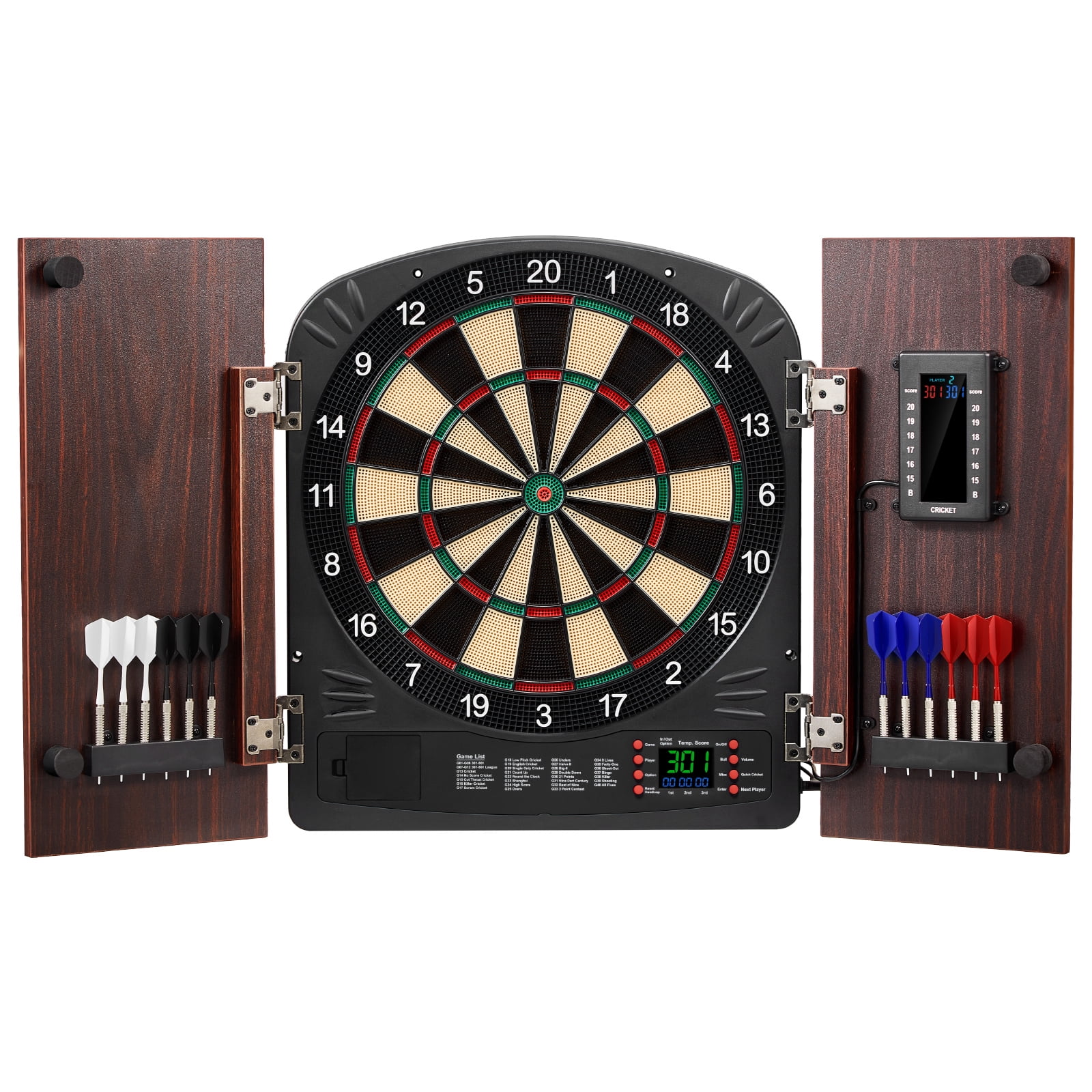 KFFKFF Dartboard with Cabinet Kit, Play-Set Bundle Dartboard Cabinet Kit, Concealed Cabinet Offers Digital Scorekeeping, Simple Installation, Comes with All Required Accessories