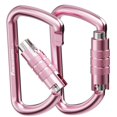 thumbnail image 1 of Mosquetones FresKaro, 8,1 cm, 7075, aluminio, 122 kg, paquete de 2 unidades, color rosa, 1 of 8