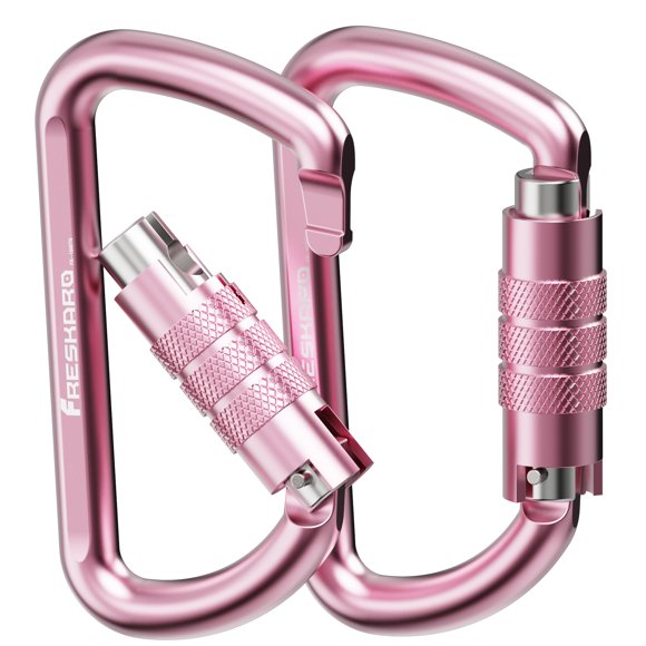 Mosquetones FresKaro, 8,1 cm, 7075, aluminio, 122 kg, paquete de 2 unidades, color rosa