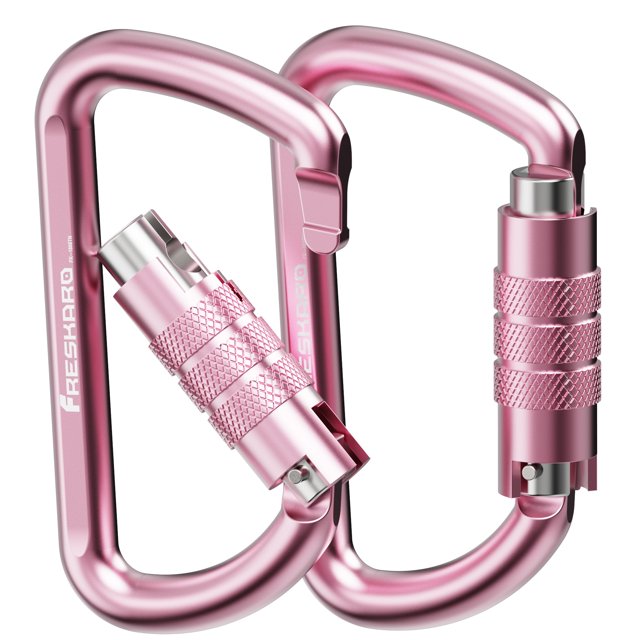 Mosquetones FresKaro, 8,1 cm, 7075, aluminio, 122 kg, paquete de 2 unidades, color rosa