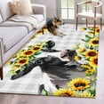 thumbnail image 2 of Hallway Runner Rugs 2.7x5 Ft, Farmhouse Cow Non Slip Area Rugs for Kitchen Bedroom Entryway, Pastoral Sunflower Botanical Gray Plaid Washable Carpet Runner Rug Floor Mats for Bedroom Home Decor, 2 of 9