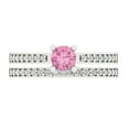 thumbnail image 2 of Clara Pucci 14K White Gold Round Cut 0.5Ct Simulated Pink Diamond Engagement Ring + Matching Band - Luxury Box Included, 2 of 7