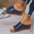 thumbnail image 4 of Dakaela Womens Summer Beach Sandals Open Toe Wedge Slides Ladies Comfortable Dressy Platform Slippers, 4 of 7