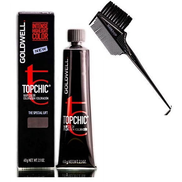 Goldwell Original TOPCHIC Cream Permanent Hair Color (w/ Sleek Premium Carbon 3-in-1 Comb & Brush) Topchick Top Chic Chick Haircolor Dye (5N Light Brown (2.1 oz tube))
