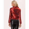 thumbnail image 4 of Chaquede chándal pamujer Chaquemetálide manlarbrillante holográficon cremalleen parte delanteRojo Oscuro XS, 4 of 6