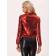 thumbnail image 4 of Chaquede chándal pamujer Chaquemetálide manlarbrillante holográficon cremalleen parte delanteRojo Oscuro XS, 4 of 6