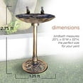 thumbnail image 3 of Alpine 13" by 30" Outdoor Bird Bath w/ 2 Bird Figurines Yard Statue, Bronze, 3 of 10