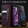 thumbnail image 2 of Dteck For Samsung Galaxy S25 Plus Magnetic Detachable Wallet Case, Shockproof PU Leather TPU Flip Stand with Card & Cash Slot Wireless Charging Anti-Scratch Cover, Purple, 2 of 12