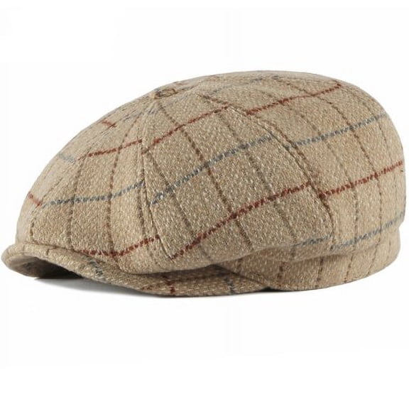 SikaFu Beret Autumn Winter Wool Hat Ivy Flat Cap Men Vintage Plaid Octagonal Newsboy Cap Artist Painter Hat Men Women Beret Cap