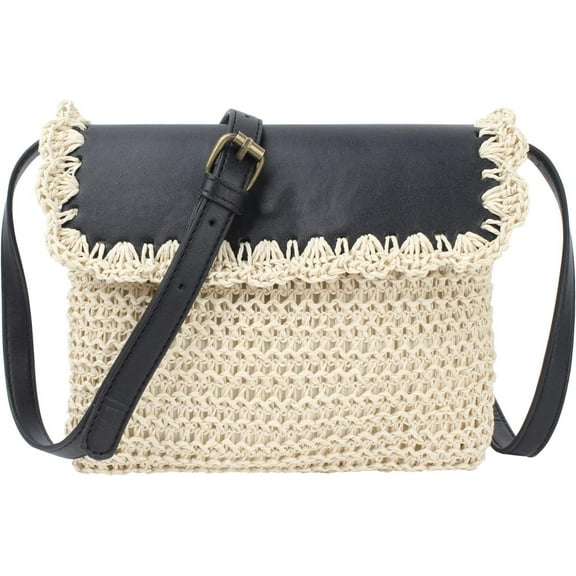 Women Small Straw Woven Cross-body Shoulder Bag Bohemian Handbag Purse