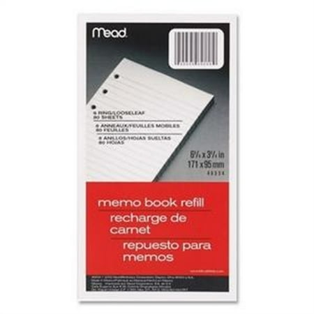 Mead Memo Book Refill Pages, Loose-Leaf, Narrow Ruled, 3 3/4