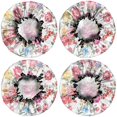 thumbnail image 2 of Shower Caps,Pioneer Flower Floral Print Pattern Waterproof Shower Cap for Women 4 Pieces,Double Reusable Hair Cover for Shower PEVA Elastic Stretch Hem, 2 of 7