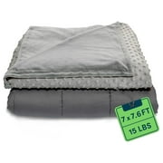 YOSITiuu Weighted Blanket for Adults - 15 LB King Size Heavy Blanket for Cooling & Heating - 100% Cotton Big Blanket w/ Glass Beads, Machine Washable Blankets - 86"x92", Grey