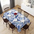 thumbnail image 6 of Boho Blue Floral Table Cloth Waterproof Tablecloths, Farmhouse Botanical Vintage Paisley Flower Tablecloth Dining Table Cover for Kitchen Party Tabletop Outdoor, Rectangle Tablecloth 54x108 Inch, 6 of 9