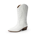 thumbnail image 1 of Botas Vaqueras para Mujer DREAM PAIRS Blancas con Bordado y Caño de 25 cm, 1 of 7