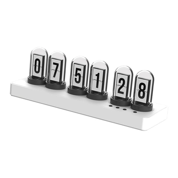Reloj de tubo IPS Nixie con alarma y tubo luminoso, con sincronización, adorno de escritorio para estudio Blanco