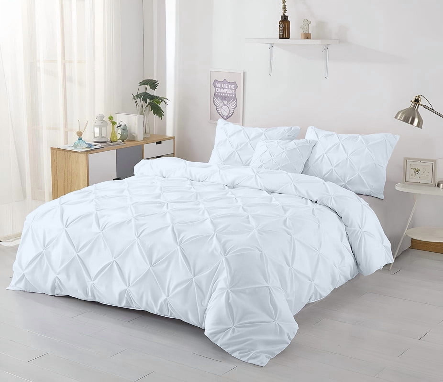 Kotton Culture 600TC 1Pc Pinch Pleated Duvet Cover Only 100% Egyptian Cotton (Light Blue, Twin)