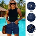 thumbnail image 6 of Nestiefly Jean Shorts for Women 2026 High Waisted Stretchy Casual Cut Off Denim Shorts Summer Trendy Jorts with Pockets Navy L, 6 of 7