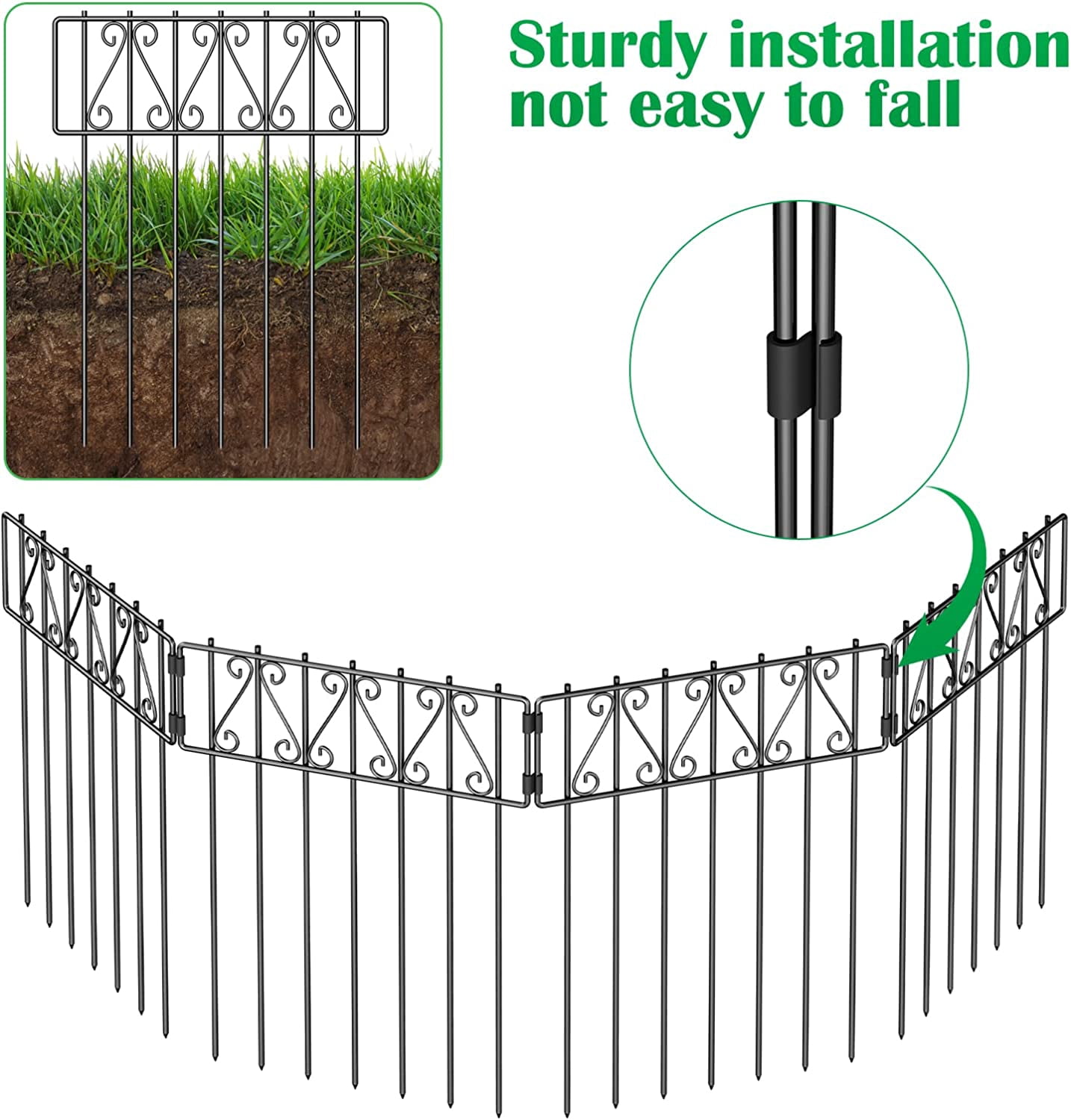 Oumilen 10 pack Animal Barrier Fence, 16.7inch(H) X 10.8 ft (L) Barrier Bottom Fence, Rustproof Metal