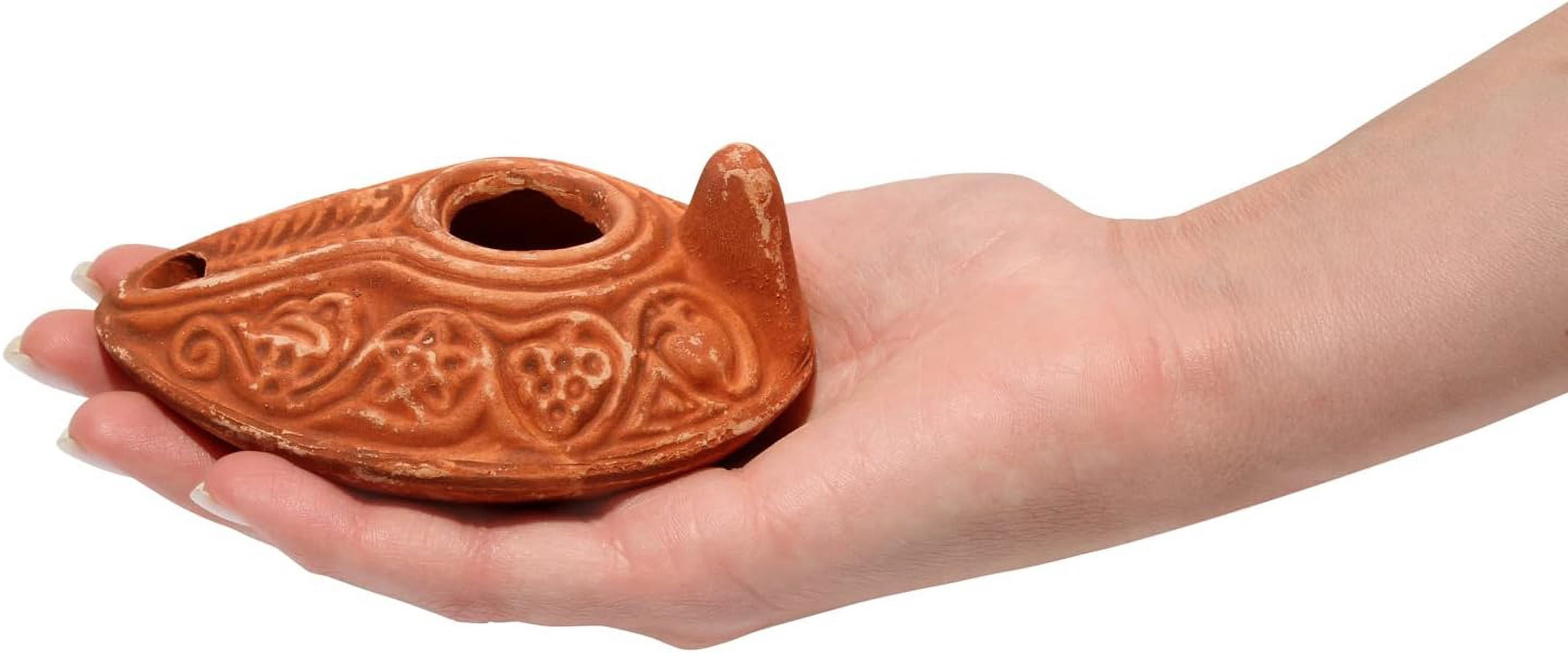 The Jerusalem Gift Shop Herodian Clay Oil Lamp Replica with Olive Oil – Small Decorative Lamp for Men & Women