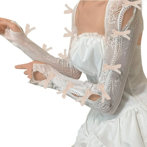 Milue Lace Arm Sleeves Lolita Arm Sleeves Y2k Long Arm Warmer Fingerless Gloves