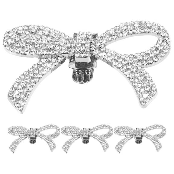 2 Pairs Crystal Shoe Buckles Rhinestone Bow Shoe Ornaments Detachable Shoe Accessories Shoe Jewelry Clips for Wedding Shoes