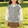 thumbnail image 6 of Coerni Boys & Girls Varsity Jackets Contrast Long Sleeve Embroidery Bomber Jackets Button Down Cardigan Baseball Coats, 6 of 7