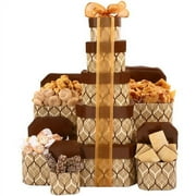 Alder Creek Gift Basket Gold Tower of Sweets & Treats, 5 pc