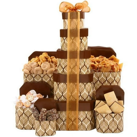 Alder Creek Gift Basket Gold Tower of Sweets & Treats, 5 pc
