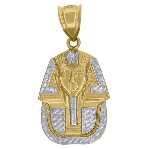 10k Two-Tone Gold Mens Egyptian Pharaoh Pendant