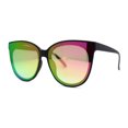 thumbnail image 2 of Womens Stylish Inset Lens Horn Rim Oversize Plastic Sunglasses Matte Black Purple Mirror, 2 of 4