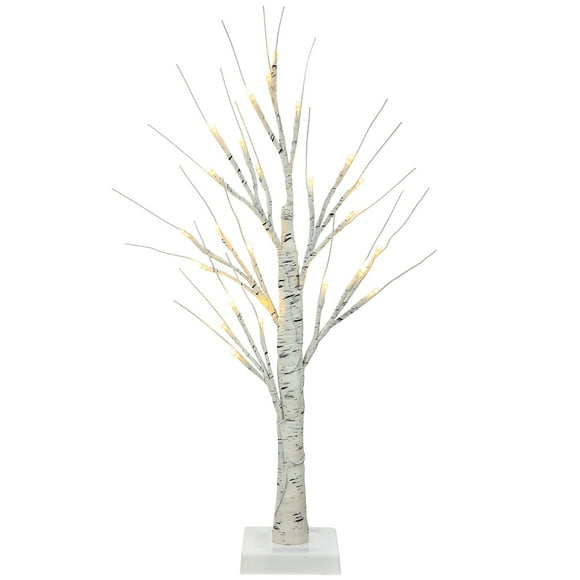 Lighted Tree Fall Decor LED White Birch Tree Adornment for Indoor No Battery