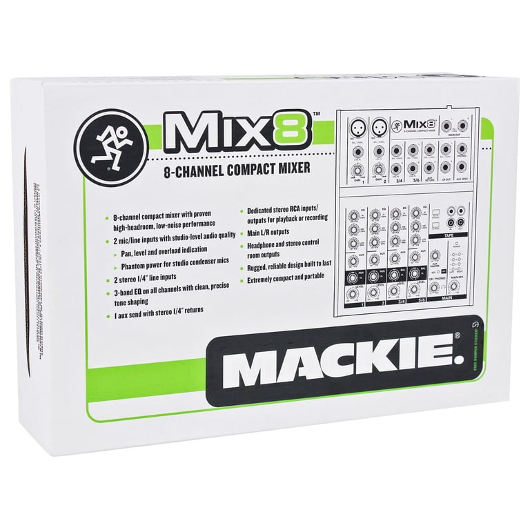Mackie Mix8 8 Ch. Compact Mixer Constructed w/Durable Metal Chasis