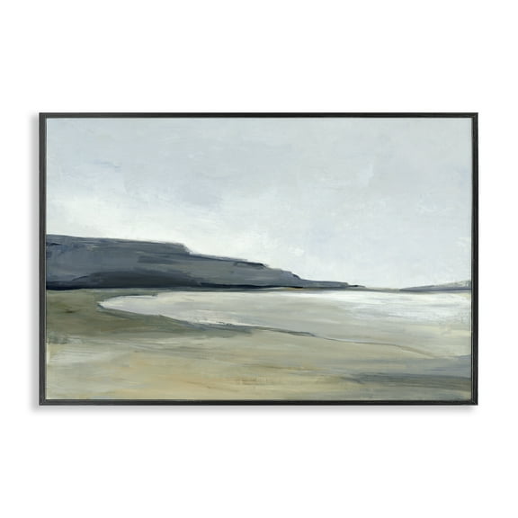 Stupell Industries Muted Coastline Cliff Landscape & Nature Painting Black Framed Art Print Wall Art, 18 x 12