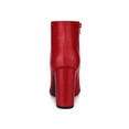 thumbnail image 2 of BLISSFUL STEP Women Pointed Toe Side Zip Block Heeled Ankle Boots Red 10, 2 of 6