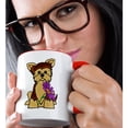 thumbnail image 2 of 3drose, Funny Cute Yorkshire Terrier with Daisy Flower, 15oz Two-tone Red Mug, 2 of 6