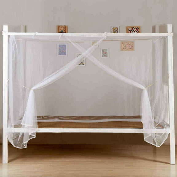 4 Corners Mosquito Net Princess Lace Poster Bedding Canopy Netting Full Sizes Netting Black Bedding Home Decor, White M